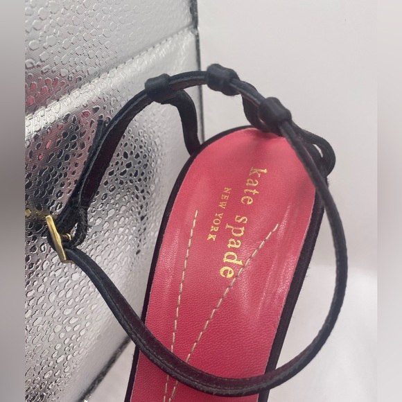 Kate Spade - 8.5 B - Black Satin Peep Toe - Used - Picture 6 of 10